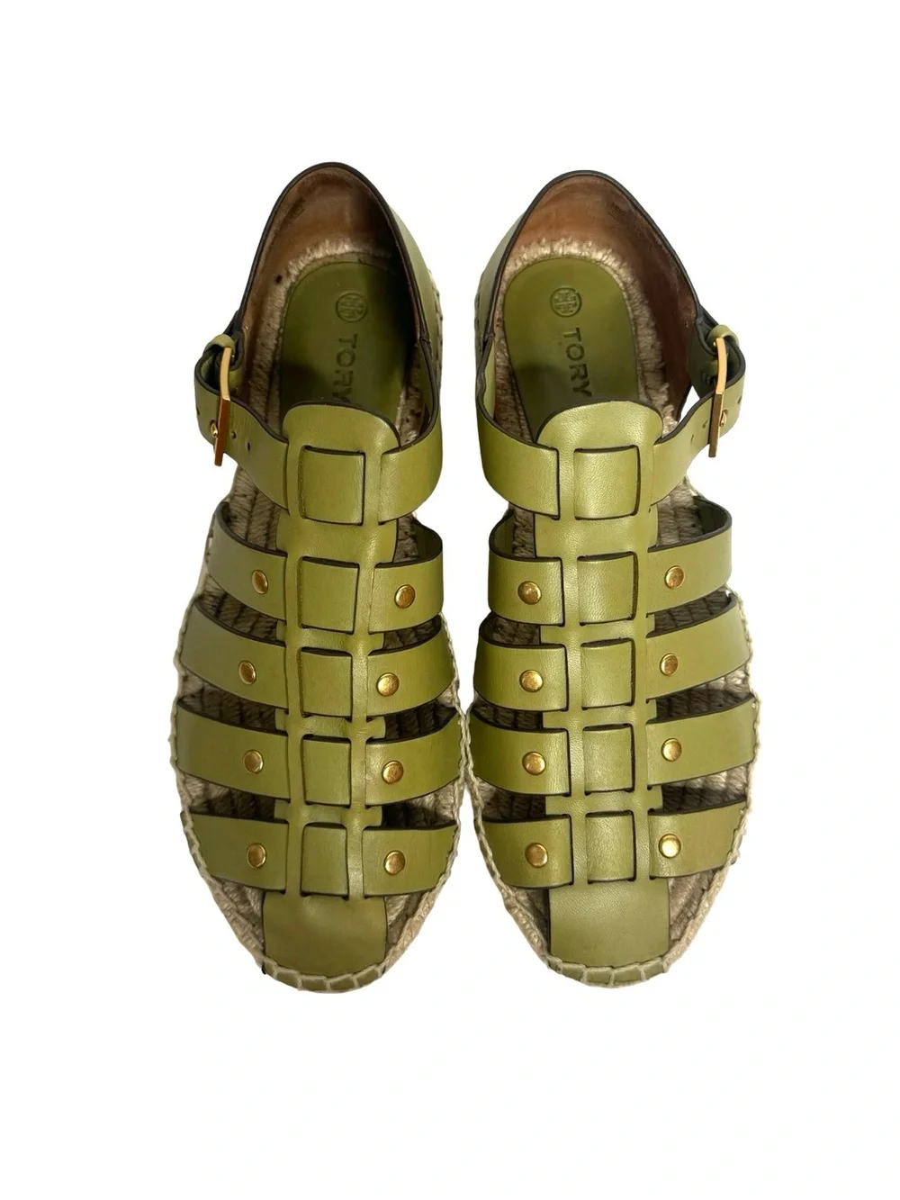 Tory Burch | Fisherman Studded Platform Espadrille in Pistachio Green 7.5